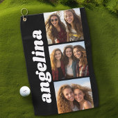 Serviette De Golf 3 Photos tendance et Nom de Chunky - Noir