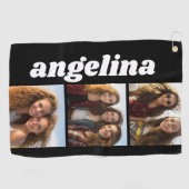 Serviette De Golf 3 Photos tendance et Nom de Chunky - Noir (Horizontal)