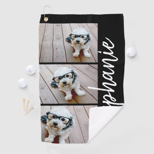 Serviette De Golf 3 photos tendance noir - blanc nom de script moder (En situation)