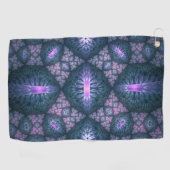 Serviette De Golf 3D Fractal Art Abstrait Motif bleu violet rose (Horizontal)