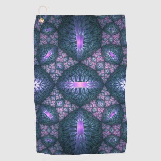 Serviette De Golf 3D Fractal Art Abstrait Motif bleu violet rose (Devant)