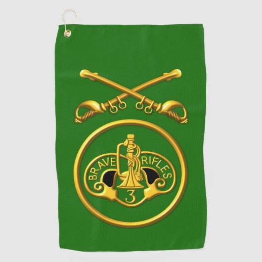 Serviette De Golf 3e régiment de cavalerie blindée Patch & Saber (Devant)