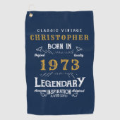 Serviette De Golf 50th Birthday 1973 Ajouter Nom Legendary Blue (Devant)