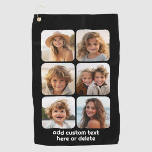 Serviette De Golf 6 Collage photo avec texte blanc sur noir
