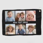 Serviette De Golf 6 Photos avec texte blanc sur noir (Horizontal)