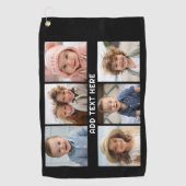 Serviette De Golf 6 Photos avec texte blanc sur noir (Devant)