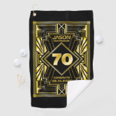 Serviette De Golf 70e anniversaire Art Déco Gold Black Great Gatsby (En situation)