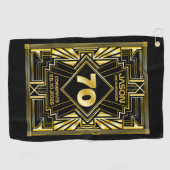 Serviette De Golf 70e anniversaire Art Déco Gold Black Great Gatsby (Horizontal)