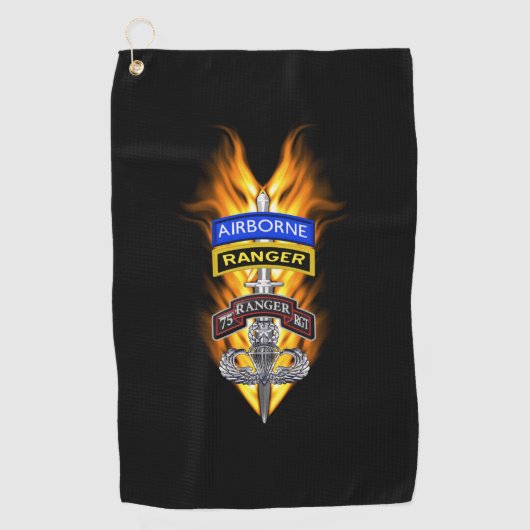 Serviette De Golf 75e Ranger Airborne Flaming Dagger (Devant)