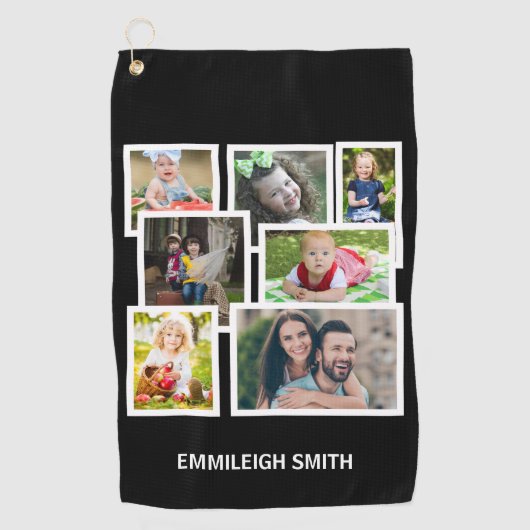 Serviette De Golf 7 Photo Collage noir (Devant)