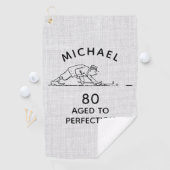 Serviette De Golf 80e anniversaire Funny Golfer Nom personnalisé (En situation)