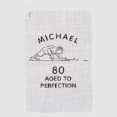 Serviette De Golf 80e anniversaire Funny Golfer Nom personnalisé (Devant)