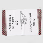 Serviette De Golf 80e anniversaire Funny Golfer Nom personnalisé Pla (Horizontal)
