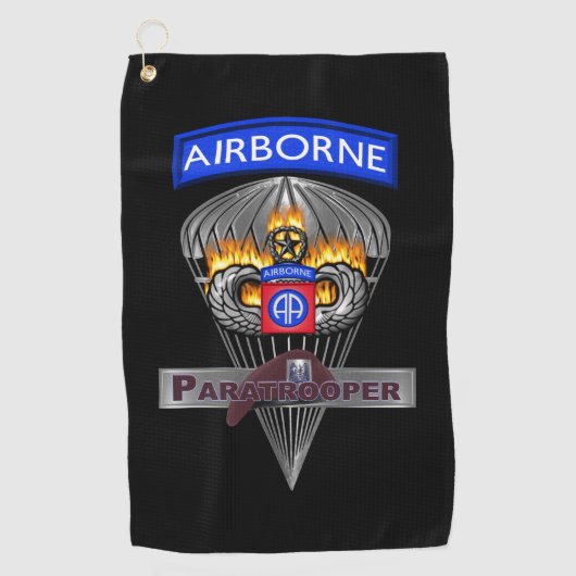 Serviette De Golf 82e division aéroportée Parachutistes de flammes (Devant)