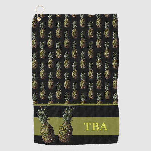 Serviette de golf à ananas - Monogramme personnali (Devant)
