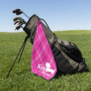 Serviette de golf à carreaux rose drôle pour tecke