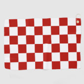 Serviette De Golf à damiers carré rouge blanc rétro (Horizontal)