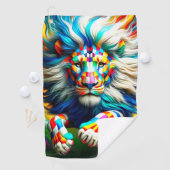 Serviette De Golf à damiers Lion (En situation)