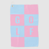 Serviette De Golf À damiers rose passe français  (Devant)