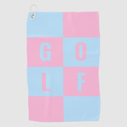 Serviette De Golf À damiers rose passe français  (Devant)