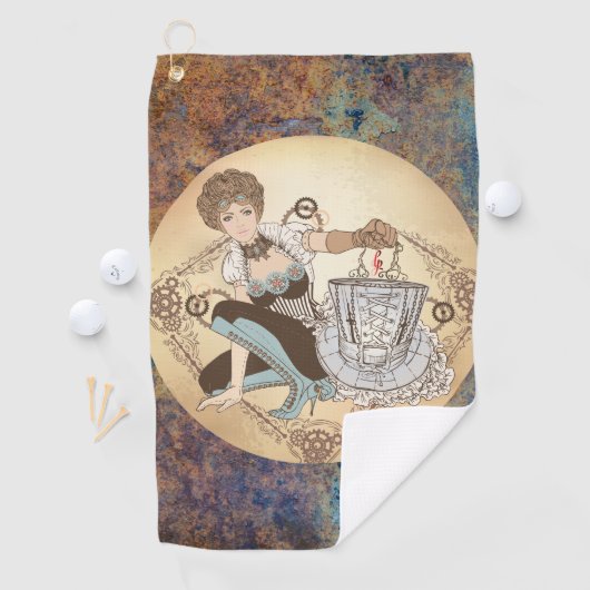 Serviette de golf à disque Steampunk (En situation)