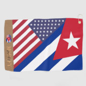 Serviette de golf à drapeau américain / cubain mon (Horizontal)