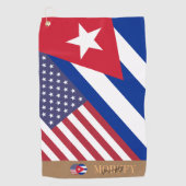 Serviette de golf à drapeau américain / cubain mon (Devant)