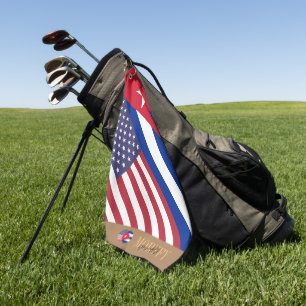 Serviette de golf à drapeau américain / cubain mon
