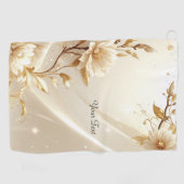 Serviette de golf à fleurs blanches et dorées (Horizontal)