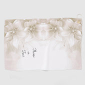 Serviette de golf à fleurs blanches ivoire (Horizontal)