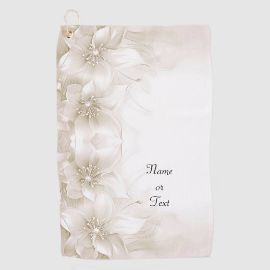 Serviette de golf à fleurs blanches ivoire (Devant)
