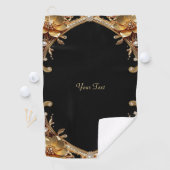 Serviette de golf à fleurs décoratives en or (En situation)