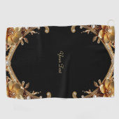 Serviette de golf à fleurs décoratives en or (Horizontal)