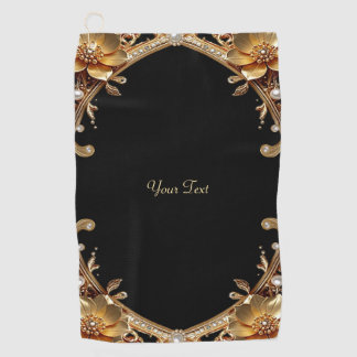 Serviette de golf à fleurs décoratives en or