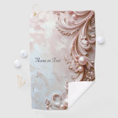 Serviette de golf à fleurs et perle ornée rose (En situation)