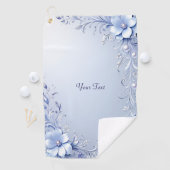 Serviette de golf à fleurs ornées bleues (En situation)