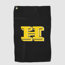 Serviette de golf à lettre universitaire noire et