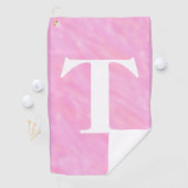 Serviette de golf à monogramme aquarelle rose blan (En situation)