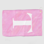Serviette de golf à monogramme aquarelle rose blan (Horizontal)