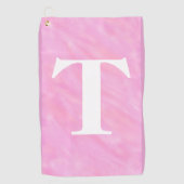 Serviette de golf à monogramme aquarelle rose blan (Devant)