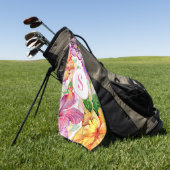 Serviette de golf à monogramme floral rose violet (Vert)