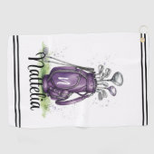 Serviette de golf à monogramme initial violet (Horizontal)