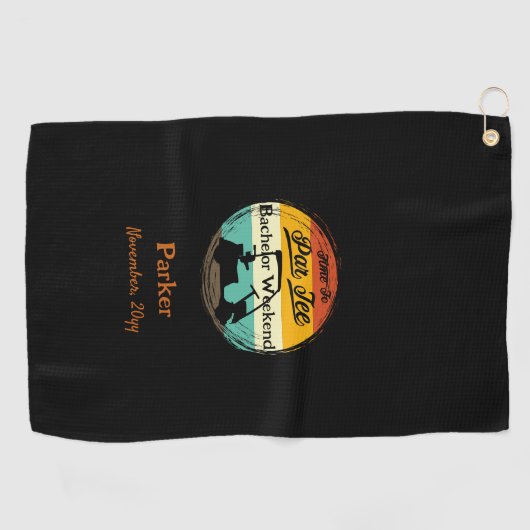 Serviette de golf à monogramme noir | Enterrement  (Horizontal)