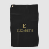 Serviette de golf à monogramme noir et or (Devant)