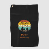 Serviette de golf à monogramme noir | Week-end ent (Devant)