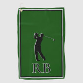 Serviette de golf à monogramme vert moderne pour h (Devant)