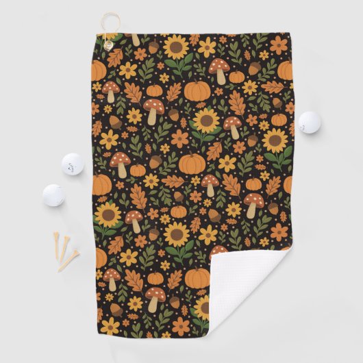 Serviette de golf à motif automnal rustique dessin (En situation)