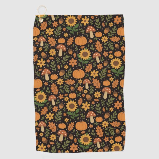 Serviette de golf à motif automnal rustique dessin (Devant)