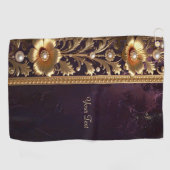 Serviette de golf à ornement floral doré (Horizontal)