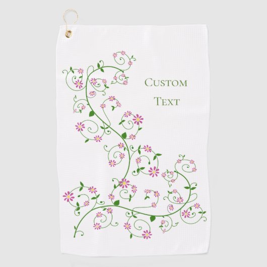 Serviette de golf à personnaliser avec texte Fleur (Devant)